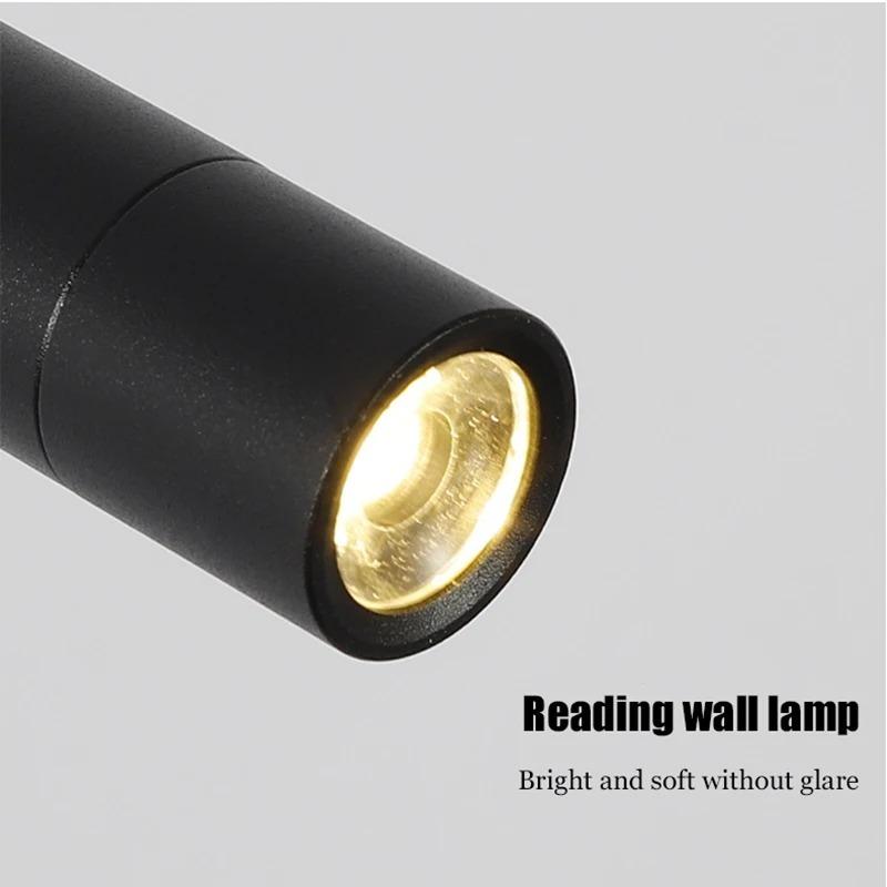 Led Bedside Wall Light Rotatable Flexible Spotlight Living Room Study Reading Lamp Hose Surface Mounted Sconce Night Light 220V