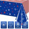 3Pcs Patriotic Tablecloths for 4th of July Decorations,Red White Blue Star Plastic Disposable Table Cover for Fourth of July Memorial Patriotic Day