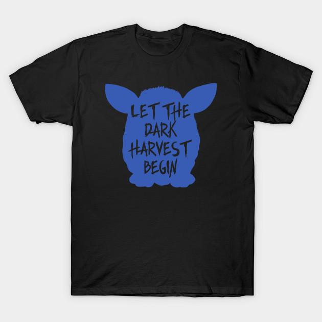 

Men Black Print T-shirt Furby Let The Dark Harvest Begin No-Cut Transfer Paper Print Cotton Tshirt M
