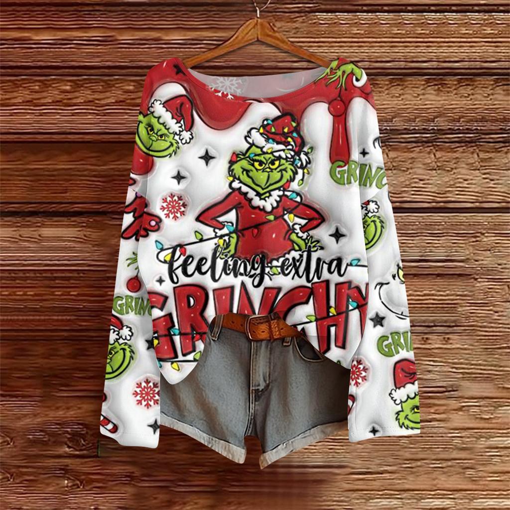 Long Sleeve Shirts For Women Printed Tees Blouses Casual Plus Size Basic Tops Pullover