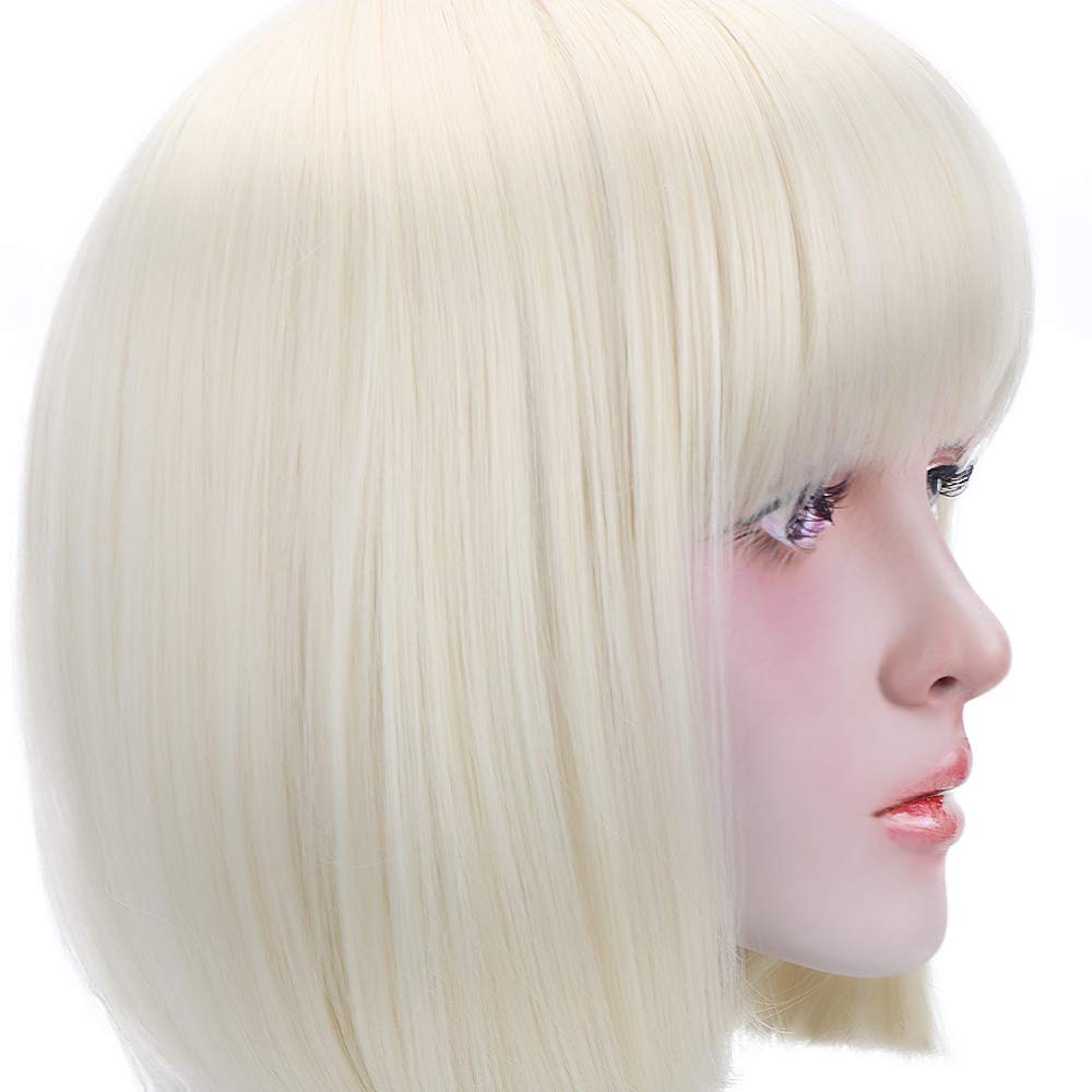 Wig Bob Short Full Wig Small Face Wig with Net Heat Resistant Colorful 17 Colors Available Women's (Beige)