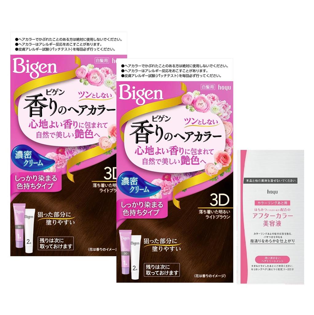 Hoyu Bigen Fragrance Hair Color Cream 3D Light 1st Agent 40g 2nd Agent 40g X 2 Bonus (Medium Brown) - + + [Quasi-drug]