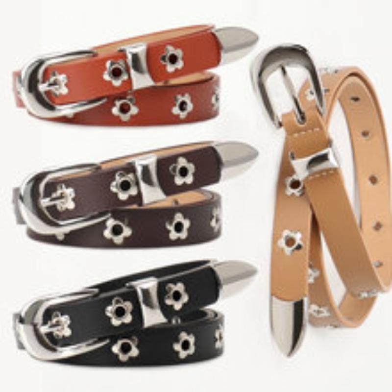 Women's Waist Chain High-end Metal Wearing Leather Women's Personality Trendy Flower Pendant Simple Punk Waist Chain