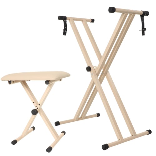 X-shaped keyboard stand and chair set, height adjustable, stable, piano stand for 88-key keyboards, lightweight, stable stand for electronic pianos, 7