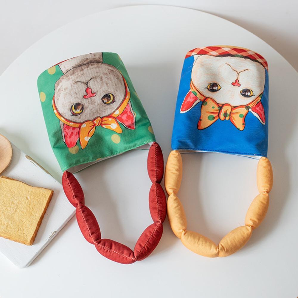 

with Cotton Filled Handle Cute Bucket Bag Soft Lunch Bag Fashion Cartoon Graffiti Print Bag