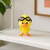 Fun Car Dashboard Decor 3D Printed Angry Yellow Duck Figurine with Detachable Swimming Goggles, Funny Accessories Statue, Desktop Ornament for