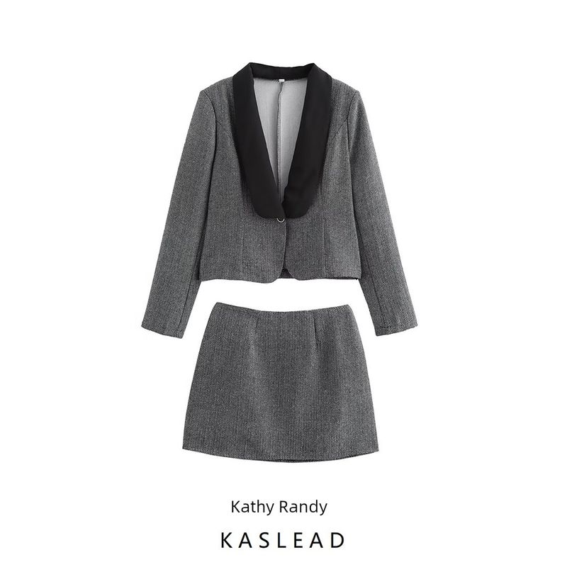 Kaslead New Arrival Women's Fashion Style Fashion Simple and Short Outwear Skirt Two-piece Set