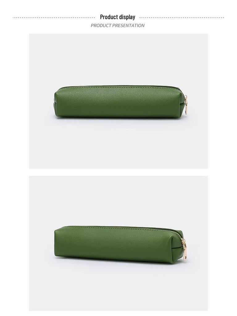 Korean Style Retro Unisex PU Leather Pencil Case for Students