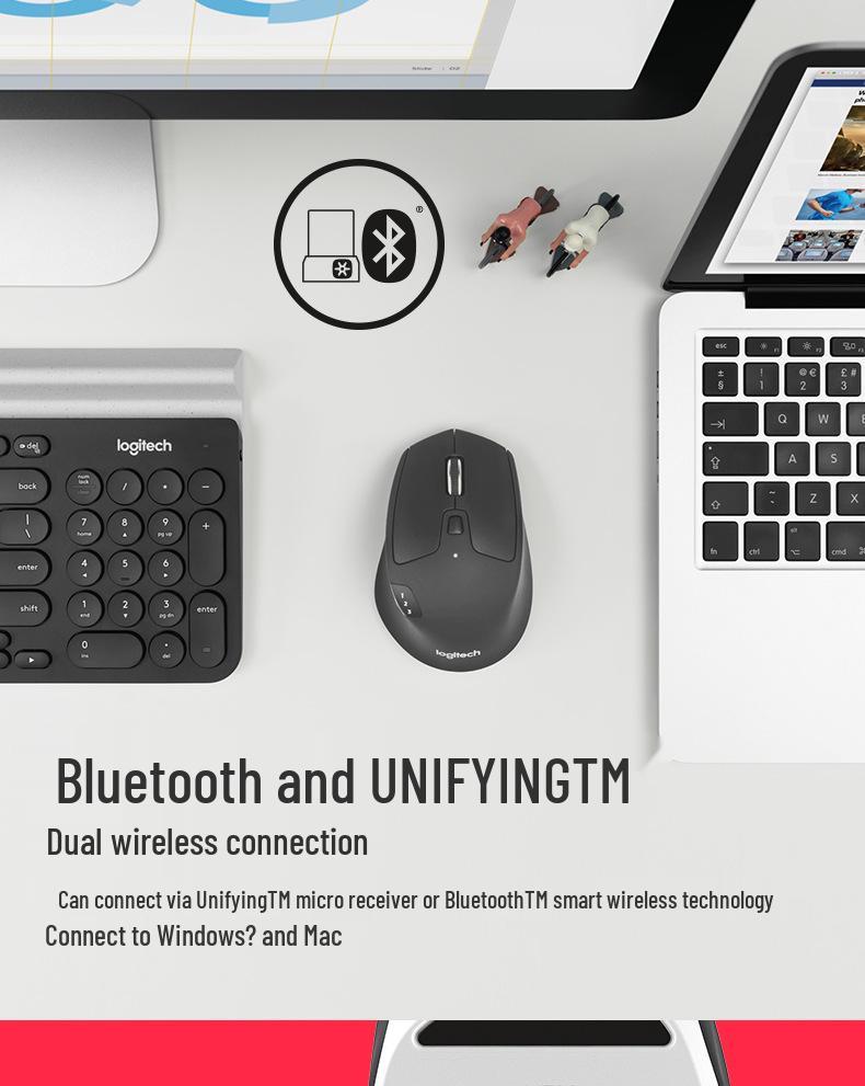 Logitech M720 Bluetooth Dual-Mode Ergonomic Wireless Mouse