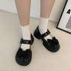 Retro Schleife Kleine PU Lederschuhe Damen Sommer Einfache Dicke Sohle Dicker Absatz Mädchen Mary Janes Schuhe Damen Plateauabsätze