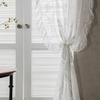Breathable Lace Window Curtains - Vintage Ruffled Sheers for Bay Window/Balcony, Cottage Style Room Divider with Wave Trim (Ready-to-Hang) 1pc
