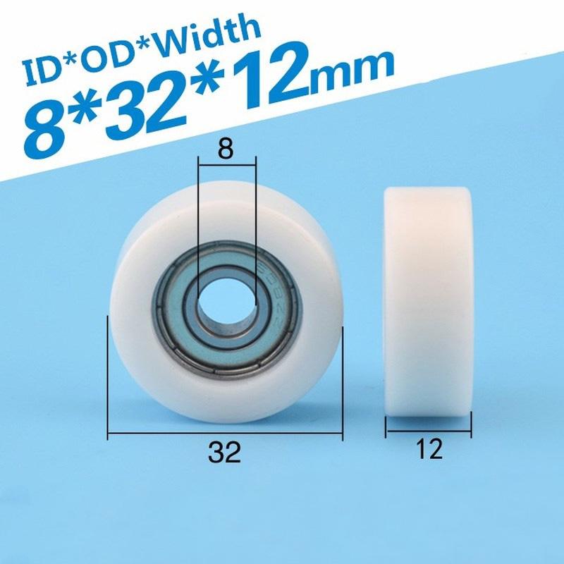 1ks 8*32*12mm Zapuštěné ložisko 608ZZ, Obalené gumou, Pom/ Nylonová ložisková kladka, Plochá válečková kladka