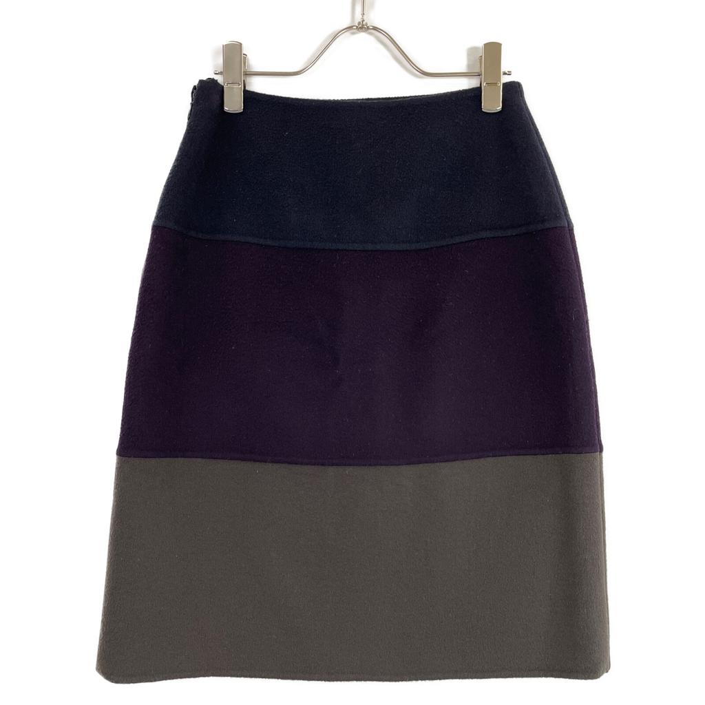 loro piana Navy X Purple X Khaki Cashmere 100% Skirt Skirt 42 Navy X purpleUsed