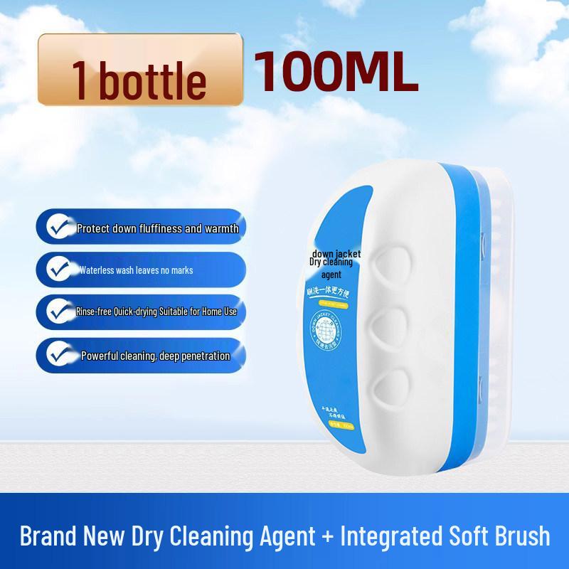 Waterless Down Jacket Cleaner: Multi-Functional Stain Remover with Brush & Wet Wipes