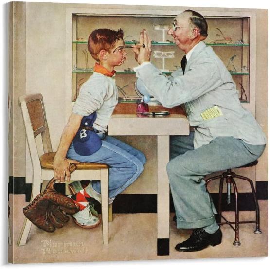 

35+ Иллюстрация Настенное искусство Нормана Роквелла Оптометрист (Оптик, Мальчик в новых очках, Окулист) постер на холсте в американском ретро стиле Нормана Роквелла