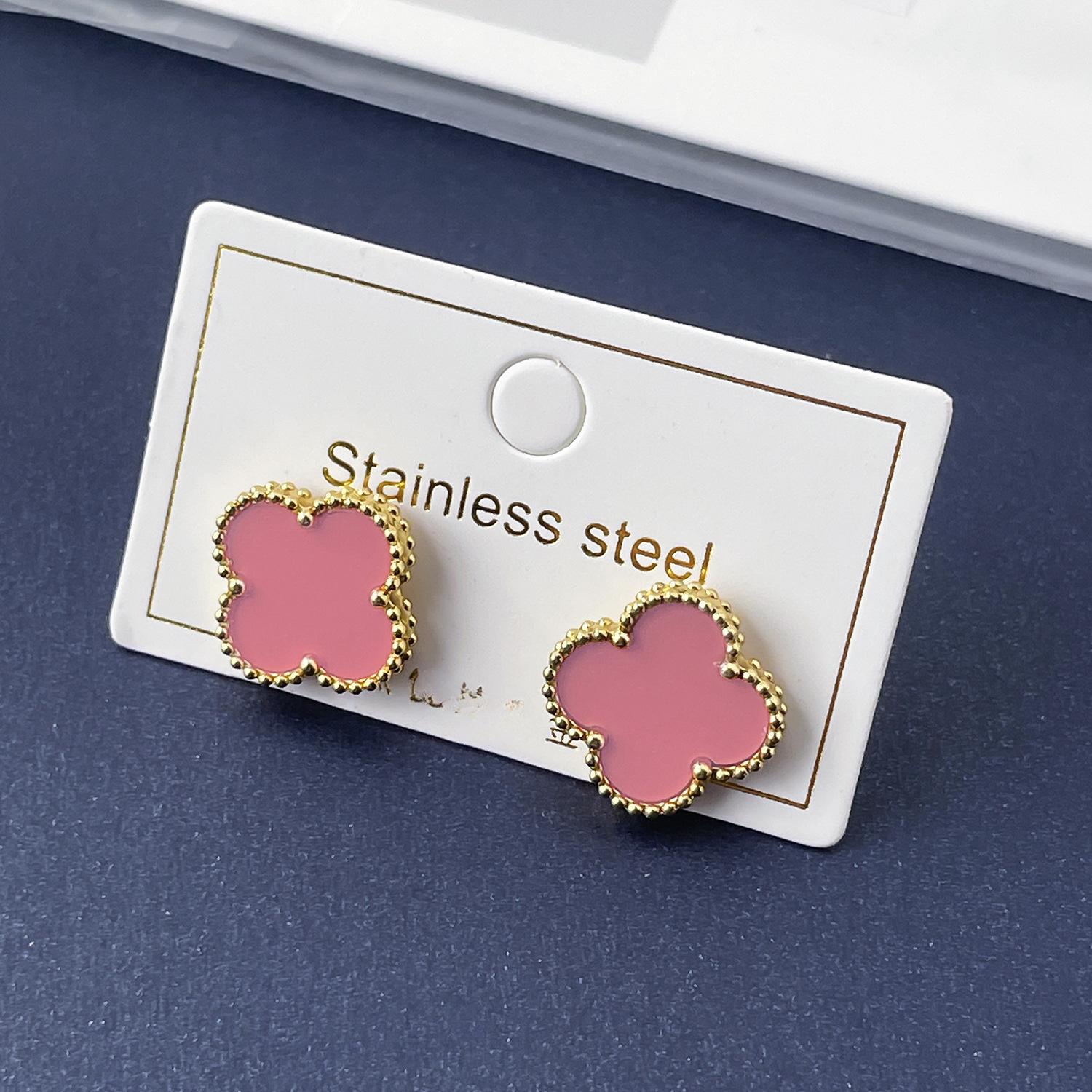 

Серьги-пусеты Четырехлистный клевер 15 мм, глянцевые, высококачественная модная титановая сталь, не теряют цвет