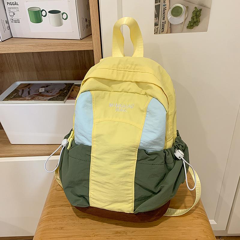 Schoolbag New Japanese Ins Retro Fresh and Sweet Contrasting Color Splicing Backpack College Student Women's Lightweight Travel Backpack