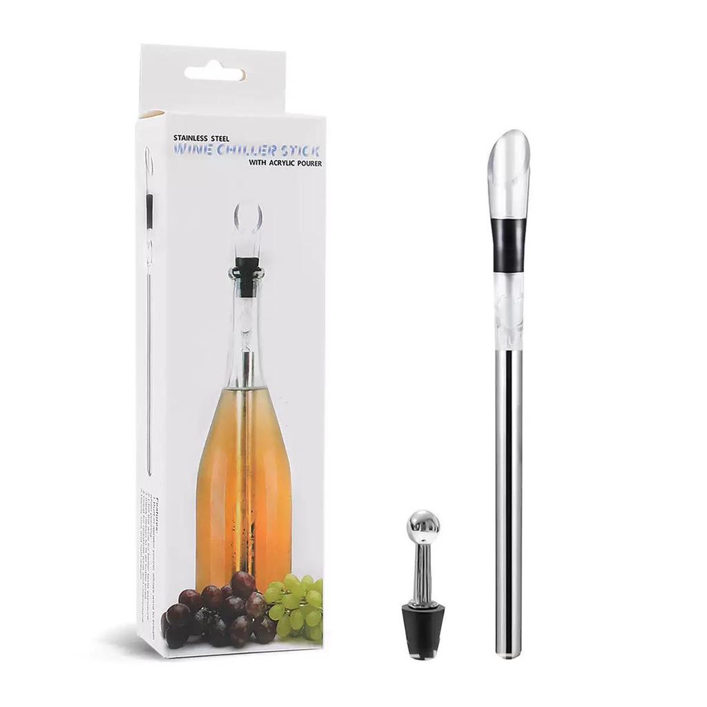 Stainless Steel Wine Cooler and Decanter with Pourer and Ice Stick for Bars and KTV.