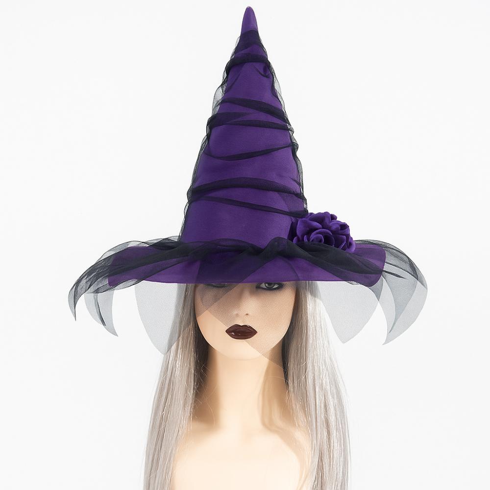 Gothic Queen Baroque Witch Hat Baroque Wizard Cap Foldable Halloween Witch Hat  Night Club