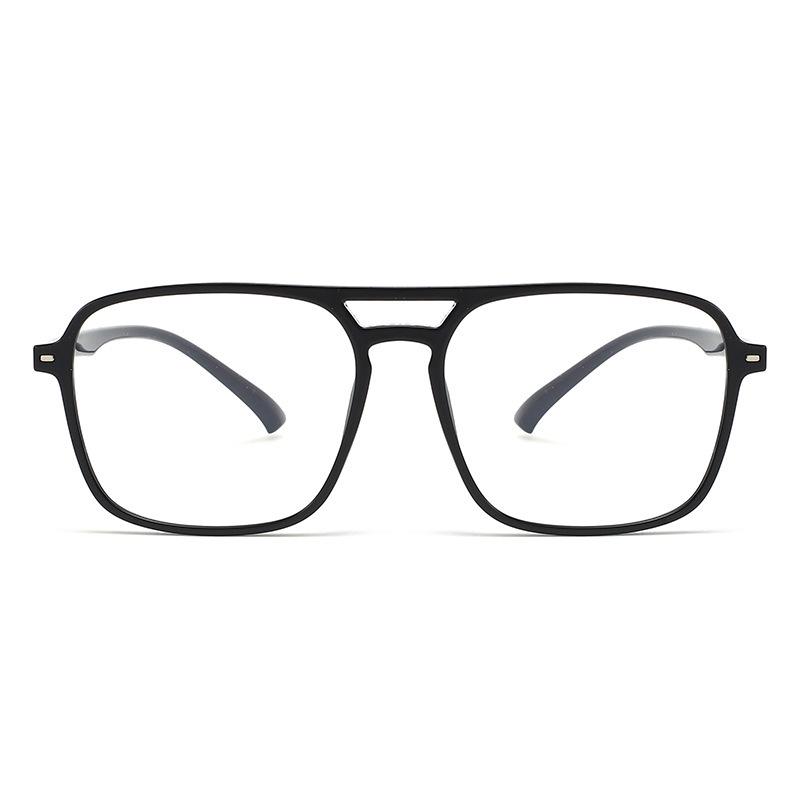 Unisex TR90 Anti-Blue Light Glasses Frame - Street Style, Double Bridge, Flat Lenses