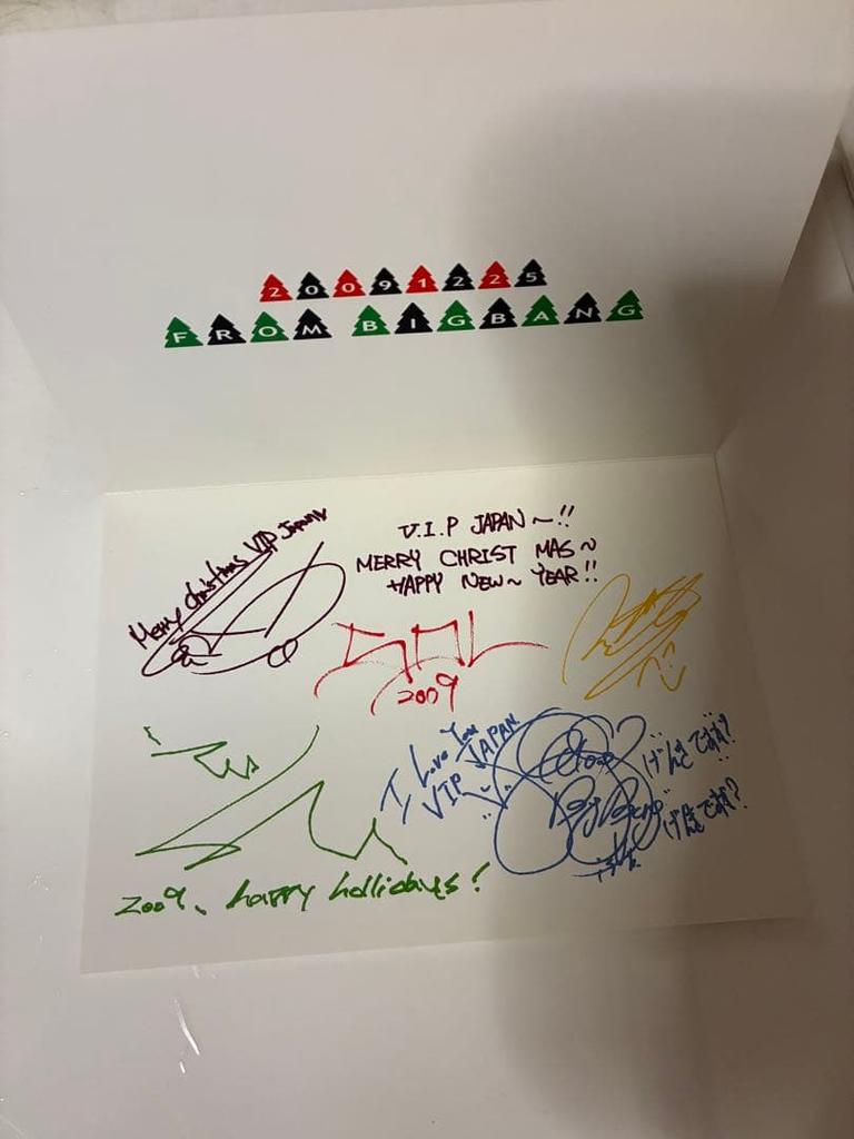 [USED] BIGBANG 2009 Christmas Card Signed by 5 Members Including G-DRAGON