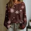 Women's Fashion Round Neck Long Sleeve Christmas Print Casual Pullover Sweater Top