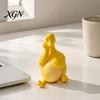 Cute Duck Desk Ornaments Daydreaming Figurine, Minimalist Holding An Egg Sculpture, Resin Nordic Room Decor Animal Statue, Creative Desktop