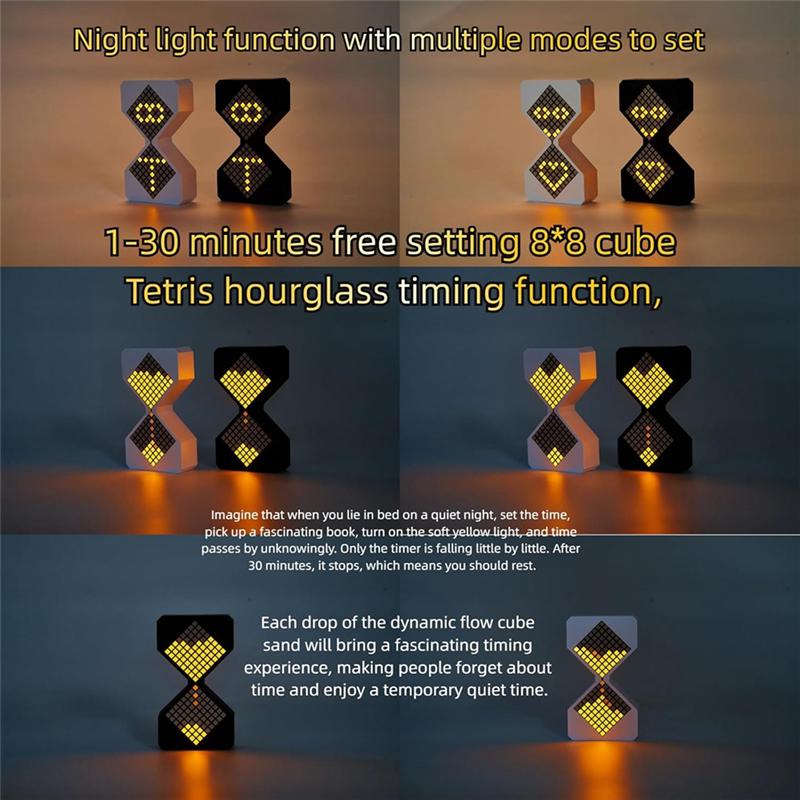 2025 Trend Freely Adjustable 1-30 Minute Digital Hourglass Light Gravity Timer Dynamic Flow Cube Led Night Light For Home B