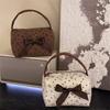 Fashi Floral Print Makeup Bag New Bow-decorated Toilet Bag Portable Thickened Handbag Color-blocking Design Women's Travel Bag