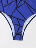 2024 Geometric Print Long Sleeve One-Piece Swimsuit for Women
