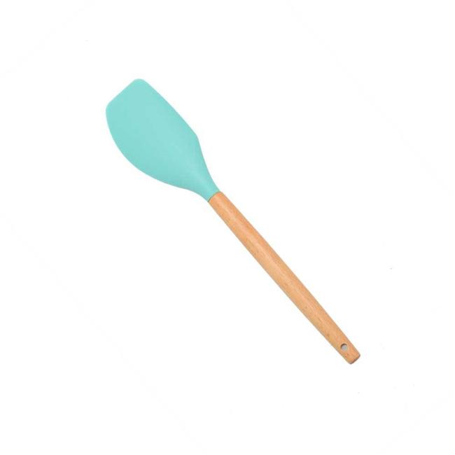 1PC Silicone Wood Turner Soup Spoon Spatula Brush Scraper Pasta Server Egg Beater Kitchen Cooking Tools Kitchenware Green/Pink