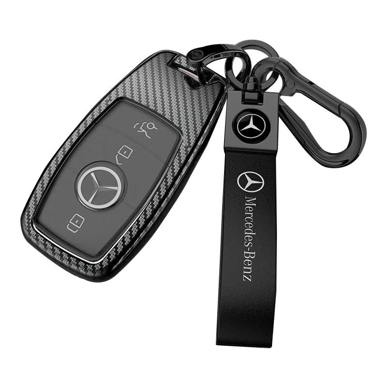 PEL5 Quality Car Carbon Fiber Key Fob Case Cover Chain Accessories For 2017-2025 Mercedes Benz Smart Low Price Car Key Accessories