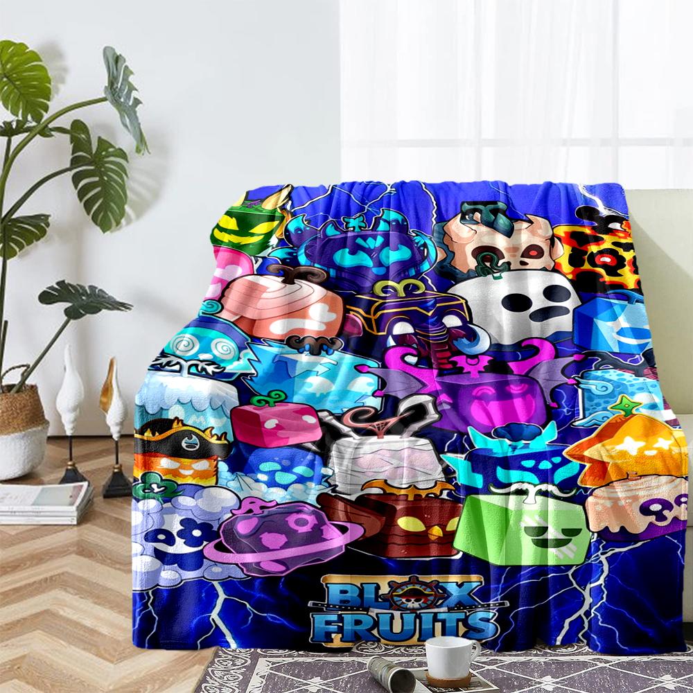 Blox Fruits Theme Printed Blanket - Perfect for Couch, Bed, Travel & Outdoor Use | Machine Washable, Cozy & Durable.