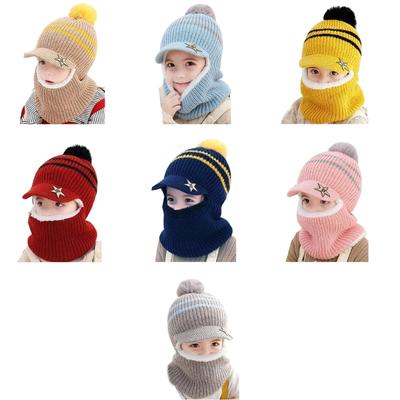 Hooded Hat Toddler Knitted Kid Hat Hood Skull Caps Winter Hat Fleece  Lining