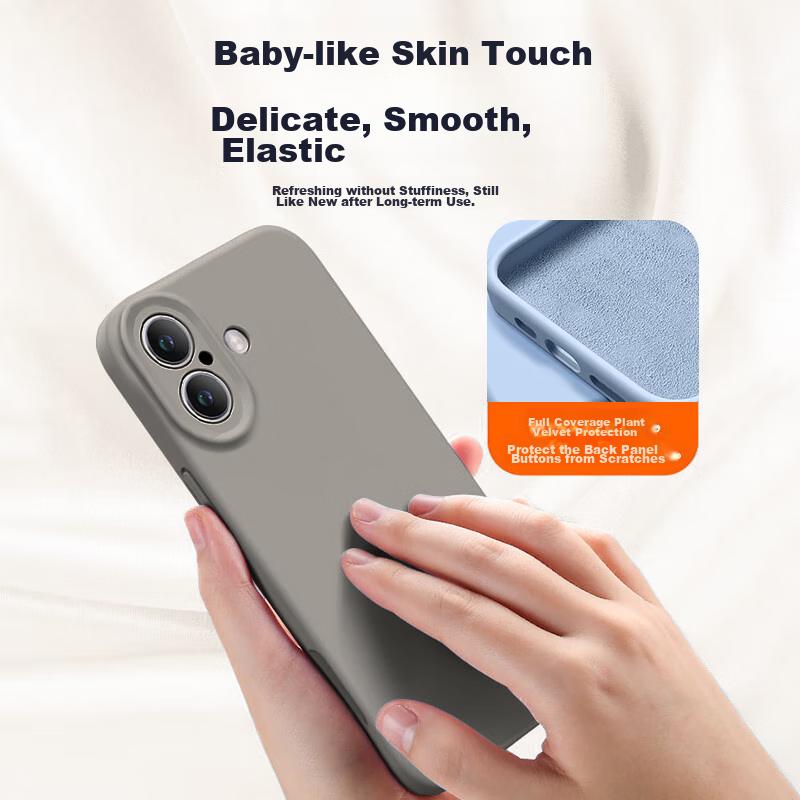 (NEYAA) IPhone 16 Case, IPhone 16 Protective Cover, Full Lens Protection, Liquid Silicone, Ultra-Thin, Shockproof, Simple Soft, Graphite Gray