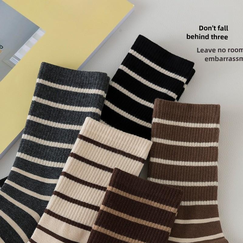 Damernas Vår- och Hösttrend Alla Sorters Randiga Tubsockor