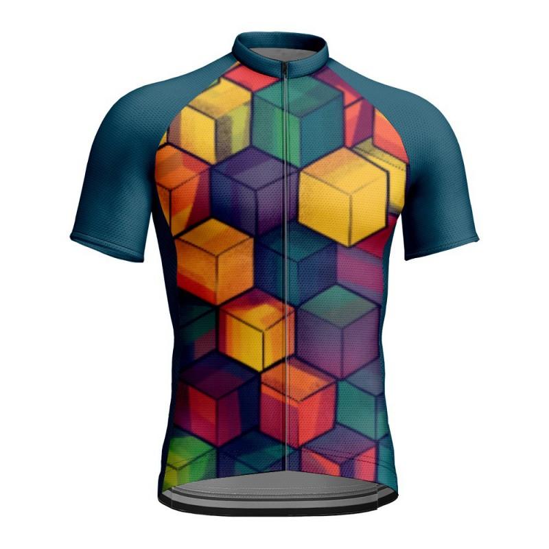 Mens Cycling Jersey Short Sleeve Breathable Quick-Dry Print Bike Shirt Road Riding