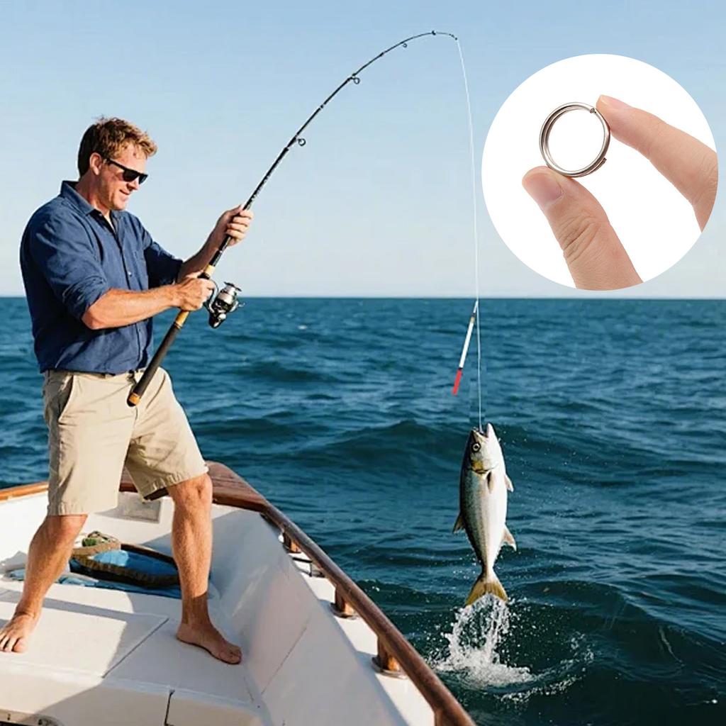 10PCS Fishing Split Rings Stainless Steel Fishing Lures Connector Ring for Link Fishing Hooks Saltwater Terminal Tackles