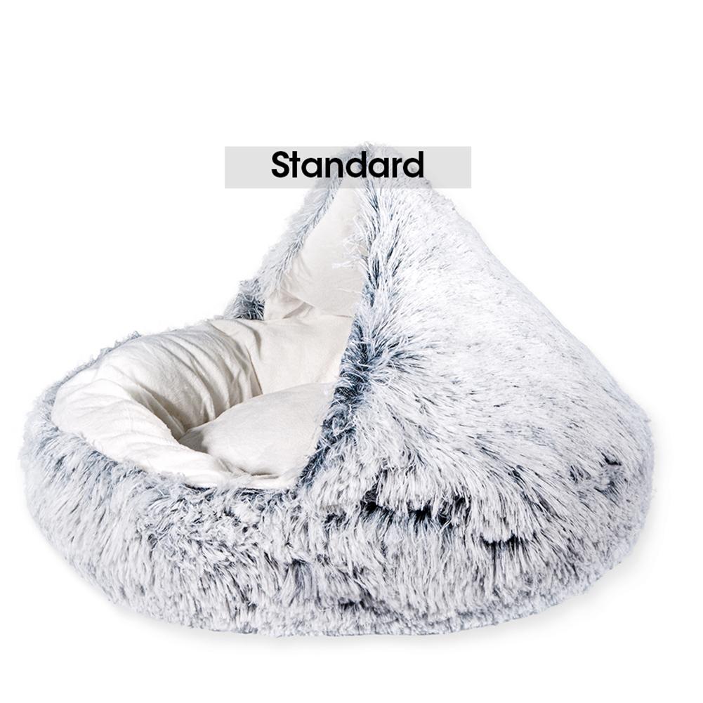Round Plush Warm Dog Bed Mini Nest House Semi-enclosed Deep Sleep Pet Mat Cushion Blanket Sleeping Bag Puppy Kennel Accessories