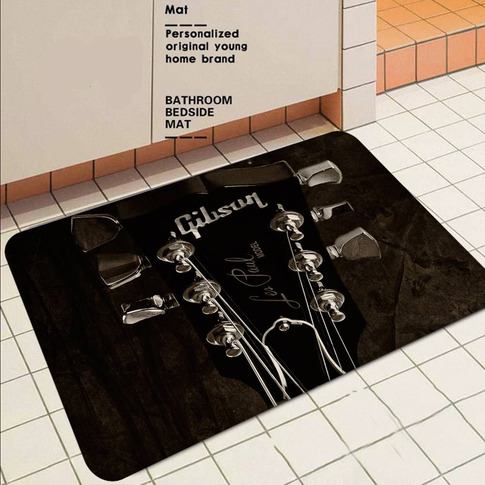 Tappetino da Pavimento con Logo Gibson Guitar Stile INS Morbido Tappeto per Pavimento Camera da Letto Tappeto per Lavanderia Casa Tappeti Antiscivolo per Zona Comodino