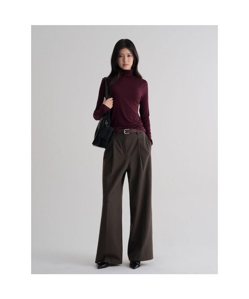 8SECONDS Wool Tencel Turtleneck T-Shirt Wine