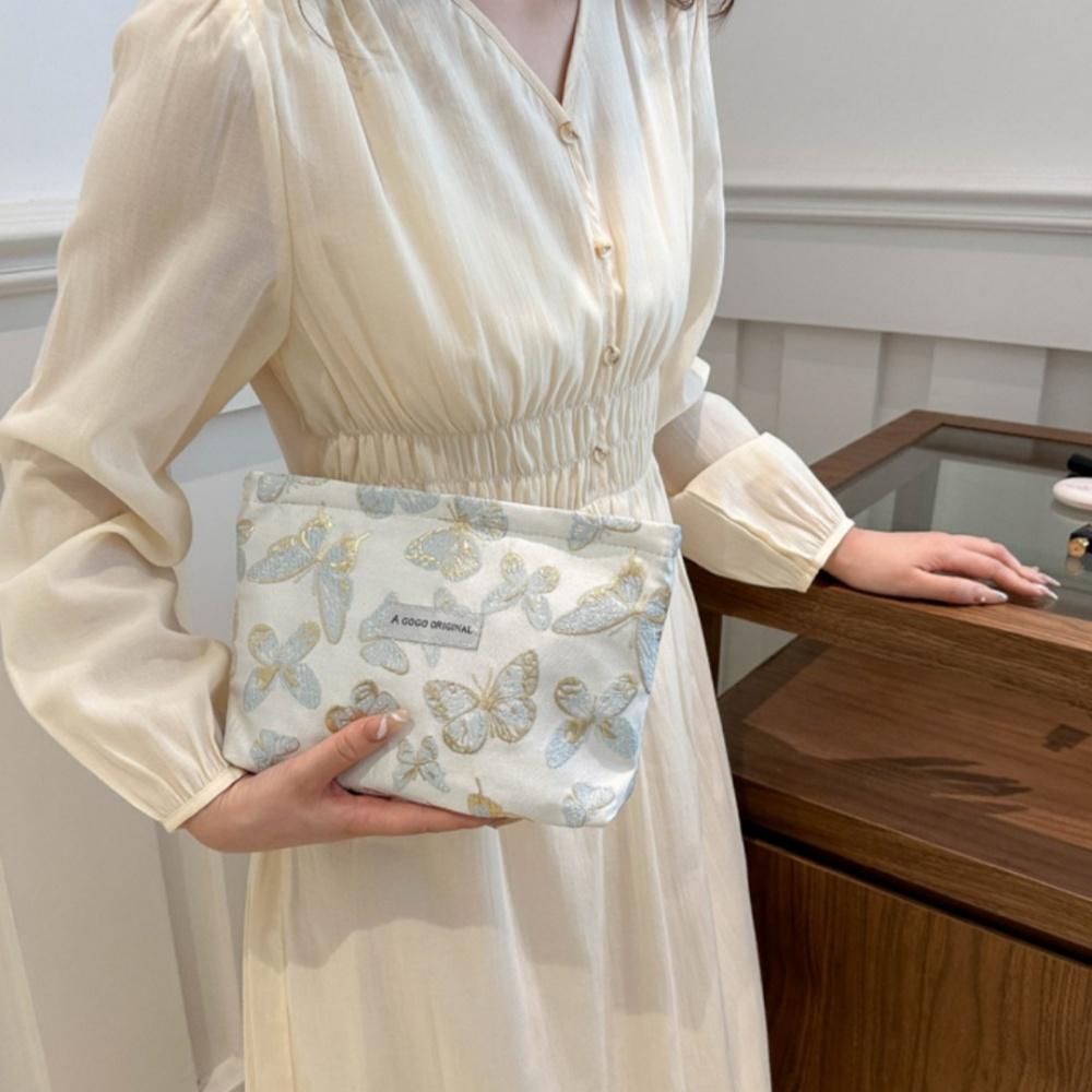 Canvas Storage Bag Multifunctional Butterfly Makeup Bag Travel Toiletry Clutch Portable Butterfly Cosmetic Bag For Gift For