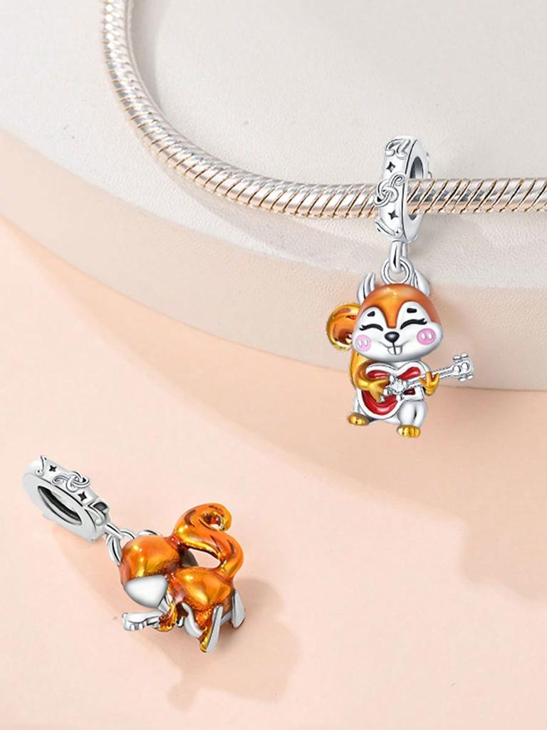 Cute Elephant Music Squirrel Beads Charm Copper Plated Fit Charms Copperoriginal Bracelet For Jewelry Making Diy Charm