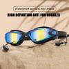 Schwimmbrille Schwimm-Ohrstöpsel Professionelle Wasserdichte Brille HD Anti-Beschlag UV Silikon Verstellbare Brille Herren Klare Brille