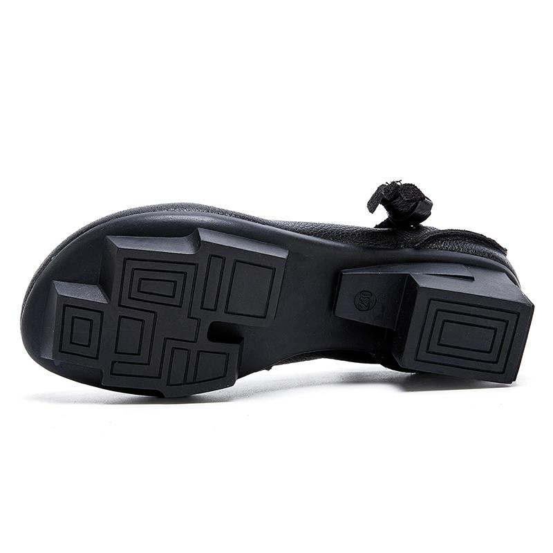 Fashion GKTINOO Retro Thick Heel Women Shoes Hook Loop Mary Jane Loafers Luxury 5 Cm Pumps Genuine Leather Sewn Square Heel Single Shoes