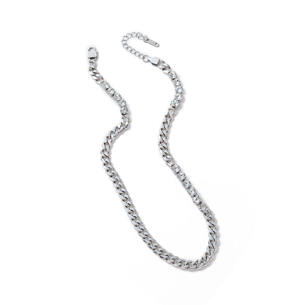 Elegant Cuban Zirconia Necklace Non-fading Accessory Rhinestone Bracelet Youth Jewelry