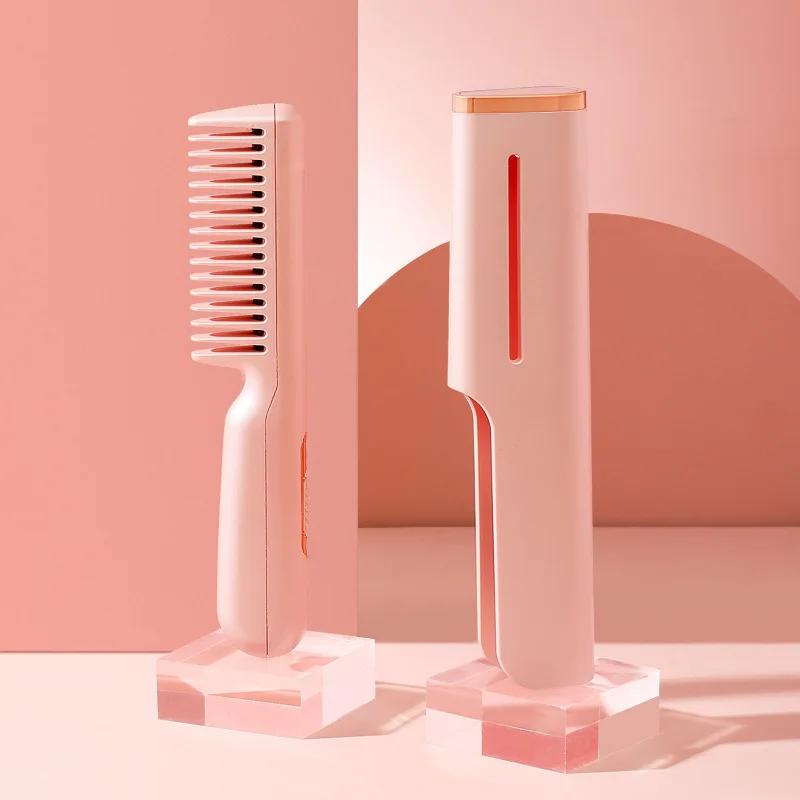 Wireless Hair Straightener Comb USB Charging Multifunctional Stylish Mobile Heat Comb for Curling And Straightening