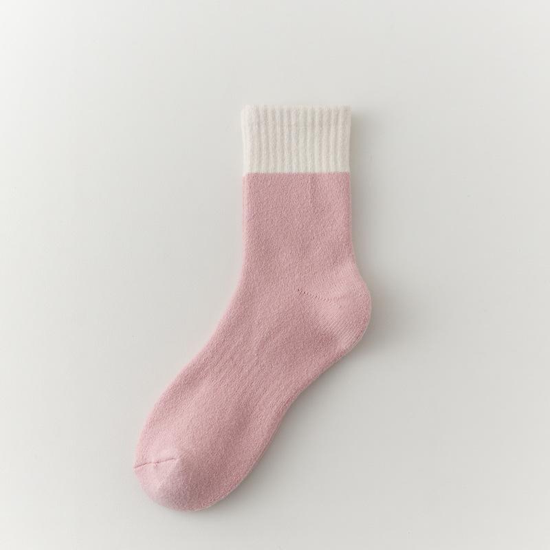 

24 Winter Terry Socks Women S Thickened Warm Medium Tube Socks Women S Color Matching Versatile Velvet Towel Socks Student Socks One size fits all розовый