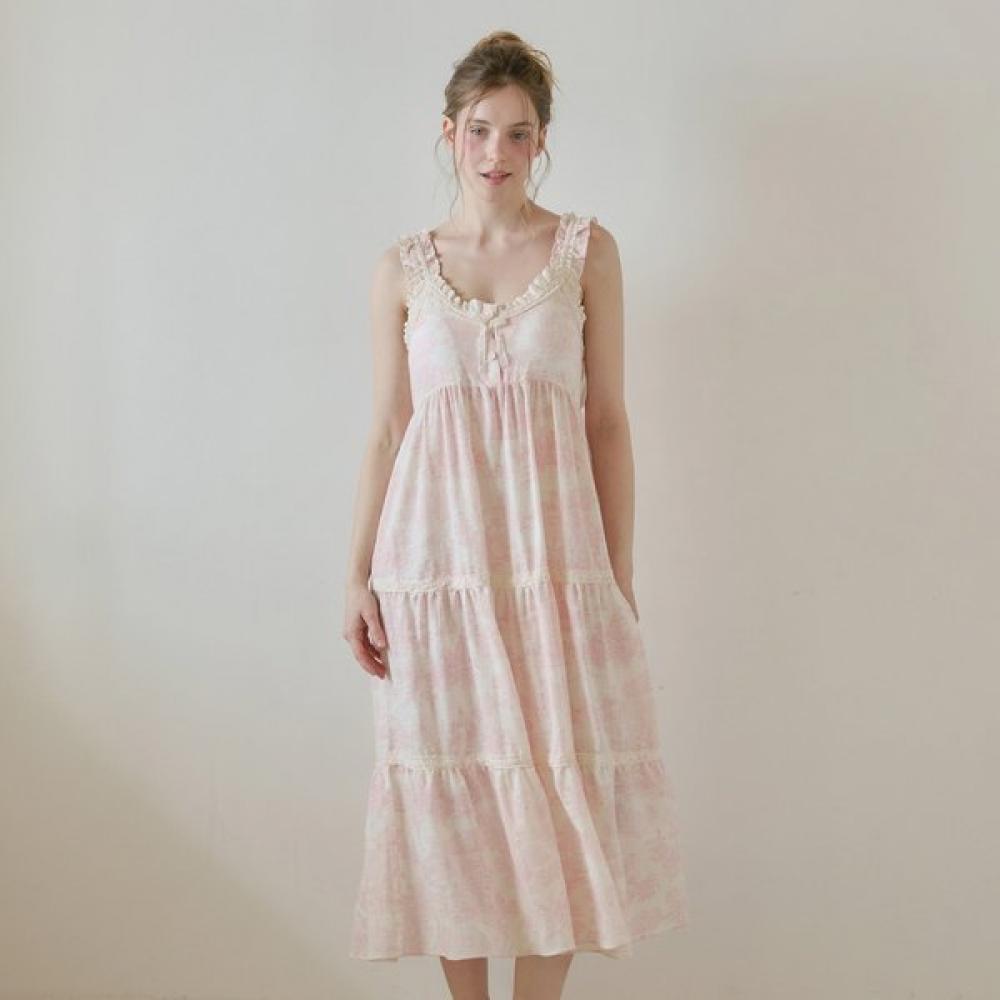 Lunaluz Women Elize Rayon Cotton Bra Cup Built In Sleeveless Dress Pajama mint pattern/FREE