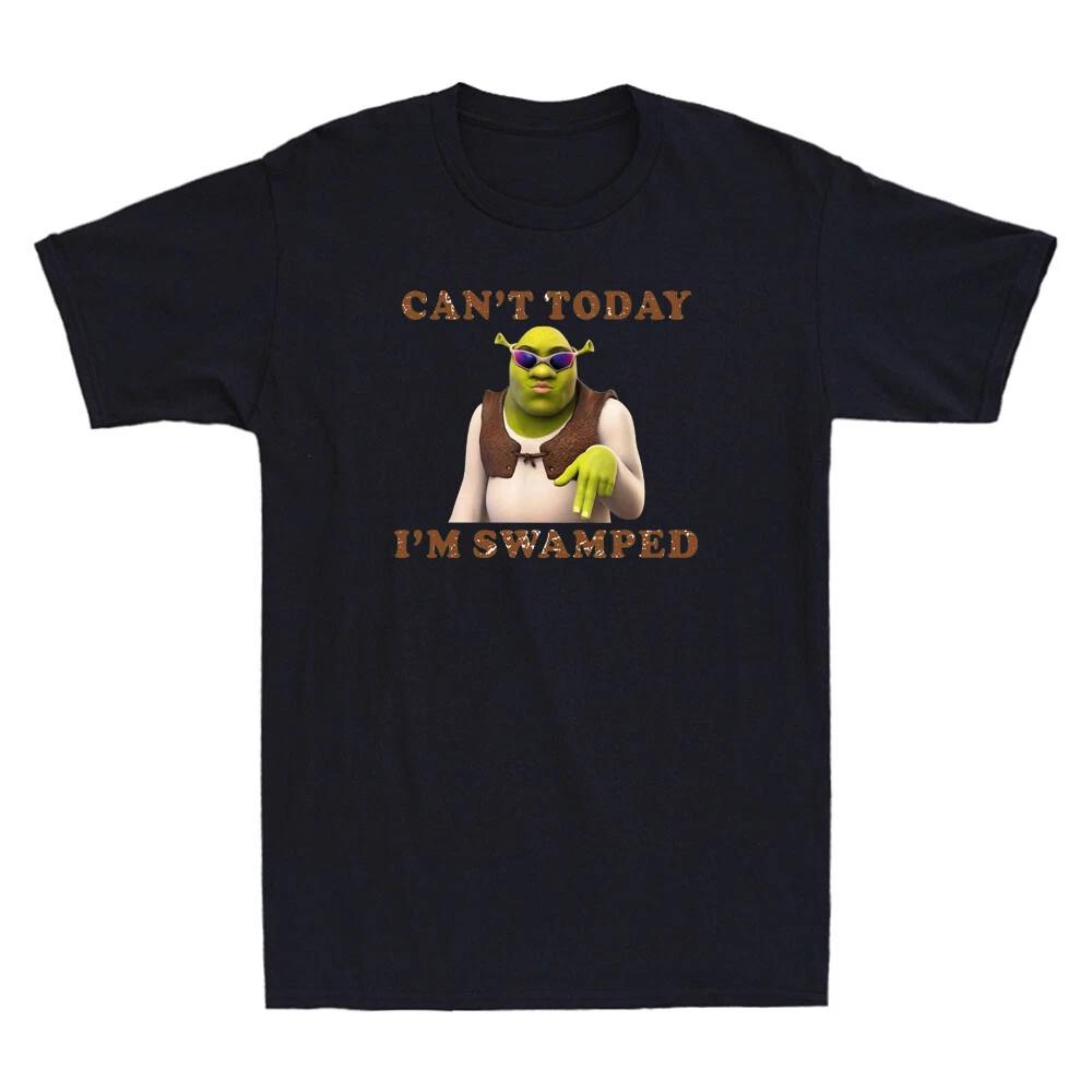 Can t Today I m Swamped Funny Green Monster Cartoon Meme Vintage Men s T-Shirt S